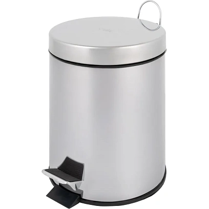 Ведро мусорное с педалью 5 л нерж.сталь, металл с педалью, внутр.контейнер