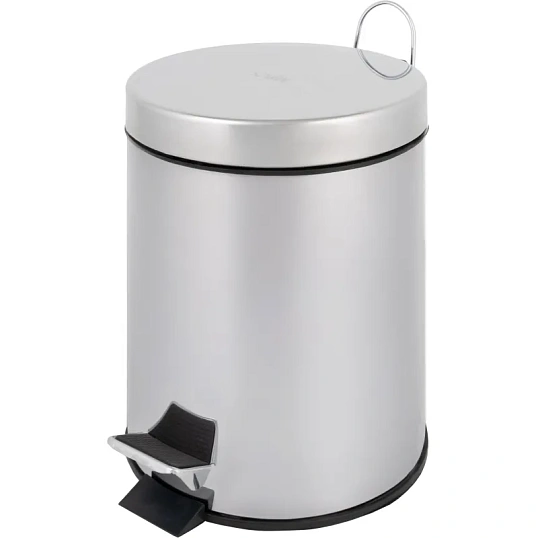 Ведро мусорное с педалью 5 л нерж.сталь, металл с педалью, внутр.контейнер