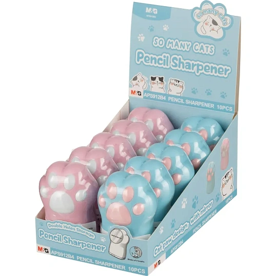 Точилка M&G So Many Cats, с контейнером, с зеркалом, 2 отверстия, в ассорт