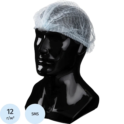 Шапочка Шарлотта неткан. голуб. пл 12г 48 см Комус, 100шт/уп