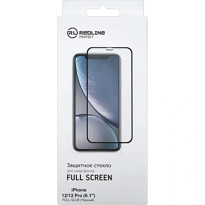 Защитное стекло Apple iPhone 12 / 12 Pro, FS FG, Red Line, чер, УТ000021877