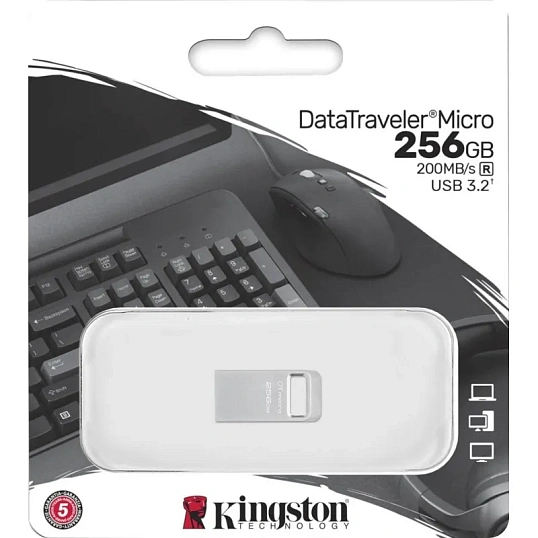 Флеш-память Kingston DataTraveler Micro G2, 256 Гб, USB 3.2, до 200 МБ/с