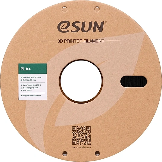 Катушка PLA+ пластика ESUN 1.75 мм 1кг., черная (PLA+175B1)
