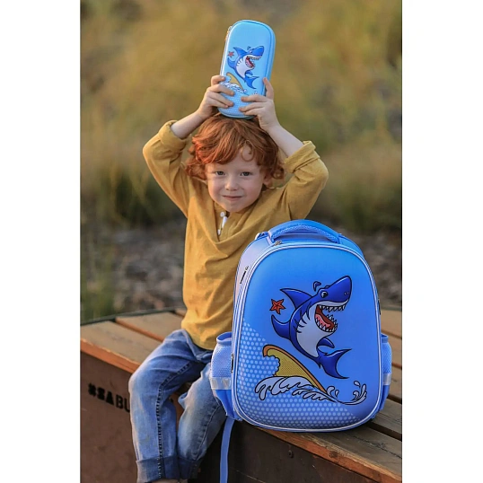 Ранец  3D Funny shark, 2 отд., эргоном. спинка