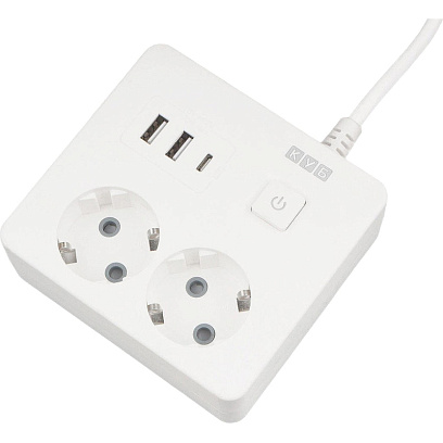 Удлинитель Power Cube, 2р/1.9м выкл.,3USB, 3.5кВт, 16А,3x1,0 белый(PC-1-2M)