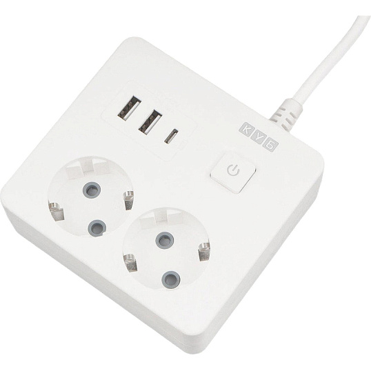 Удлинитель Power Cube, 2р/1.9м выкл.,3USB, 3.5кВт, 16А,3x1,0 белый(PC-1-2M)