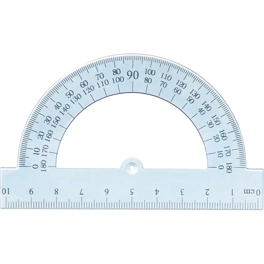 Транспортир 10см №1 School 180 градусов, прозрачный синий