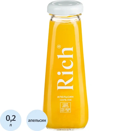 Сок  Rich  апельсин стекл бут 0,2 л