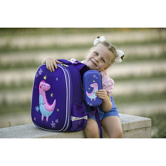 Ранец  3D Dino princess, 2 отд., эргоном. спинка
