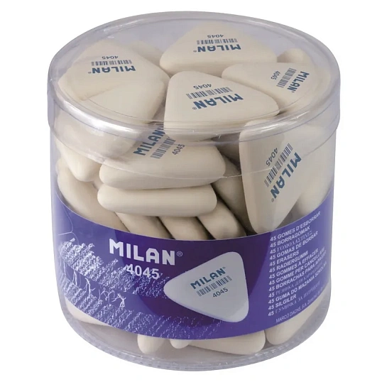 Ластик каучуковый Milan 4045, треугольный, белый