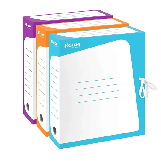 Короб архивный Комус гофрокартон, 75мм, бирюзовый корешок