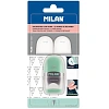 Ластик-точилка Milan CAPSULE SILVER+2 зап.ластика, цв в асс, блистBYM10356