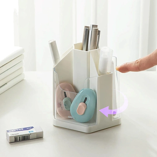 Подставка-органайзер Deli EM433, вращ, 123х109х122мм, 7 отделений, белая