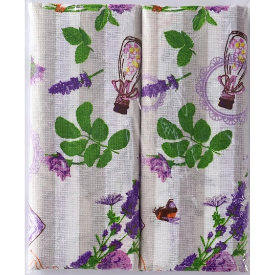 Полотенце кух. вафельное 35x60 160гр/м2, Лавандовое поле ассорти, 10 шт