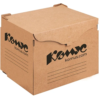 Короб архивный Комус на 5 лотков 75мм с замком на липучке