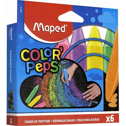 Мел для асфальта Maped COLOR'PEPS цветной, прямоугольной, 6цв/наб,936010