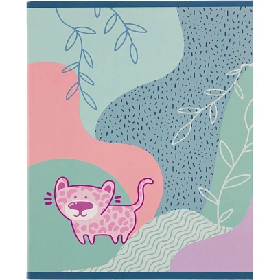 Тетрадь общая А5 48л №1School Леопард,клетка,скрепка,ВД-лак