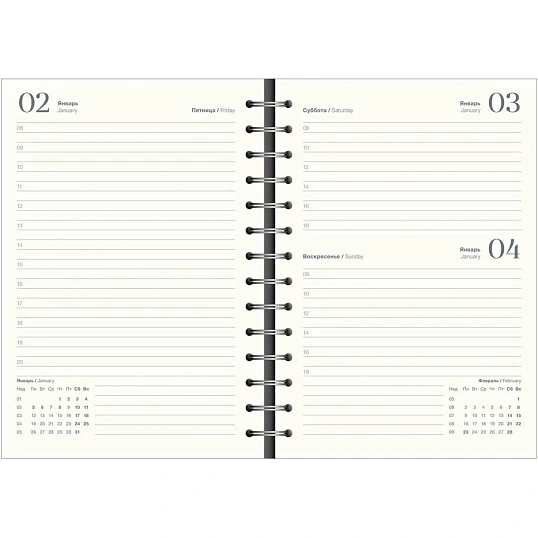 Ежедневник датированный 2026 IF 14х20см 160л, на спир, Basic I1751emb/black