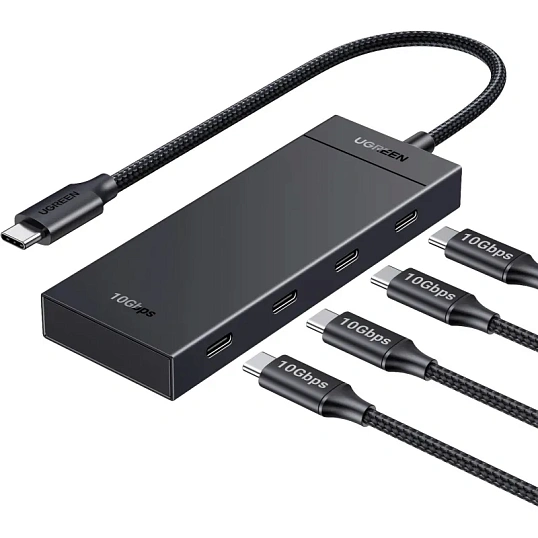 Разветвитель USB UGREEN CM806 (35584) USB-C to 4xUSB-C Хаб безPD черный