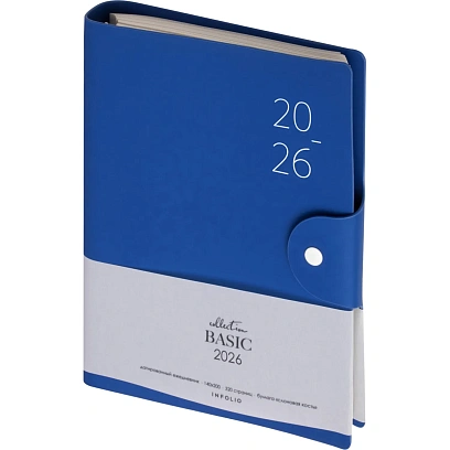 Ежедневник датированный 2026 IF 14х20см 160л, на спир, Basic I1751emb/blue