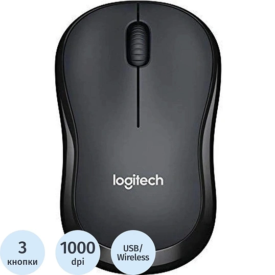 Мышь компьютерная Logitech B175 черн. 1000dpi беспр. USB 2but(910-004332)
