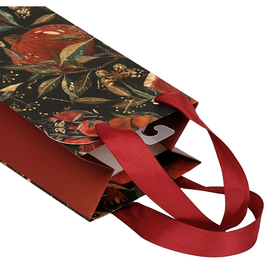 Пакет под бутылку подарочный PREMIUM FLORA.ГРАНАТ,12.3x36x9 см 2-856/05