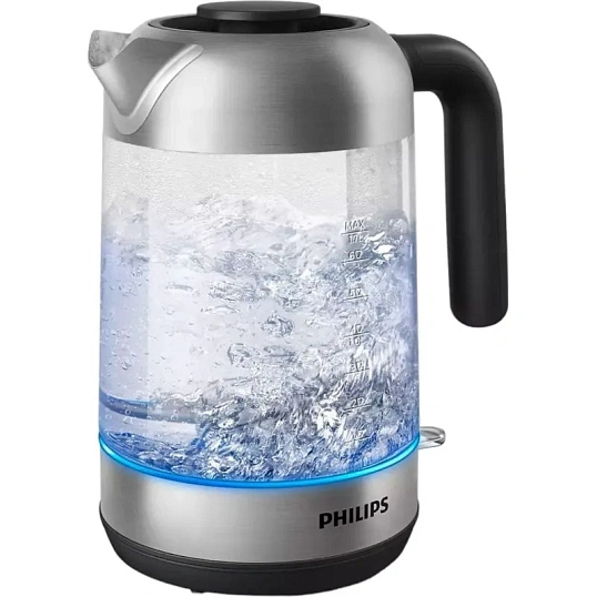 Чайник Philips HD9339/80, 2200Вт, 1,7л, стекло/нерж/черн. пластик