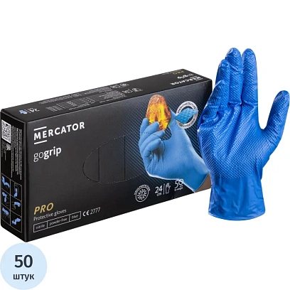 Перчатки одноразовые нитрил GOGRIP BLUE цв.голубой (25пар/уп) рXL,ПС