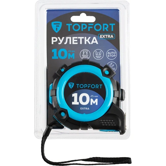Рулетка 10мх25 мм с автостопом, TOPFORT Extra