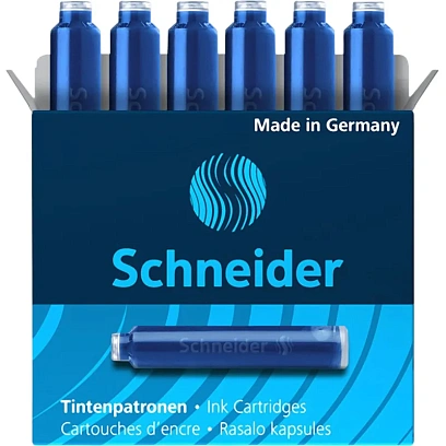 Картридж чернильный для перьевой ручки  SCHNEIDER син. 6шт./уп. Германия