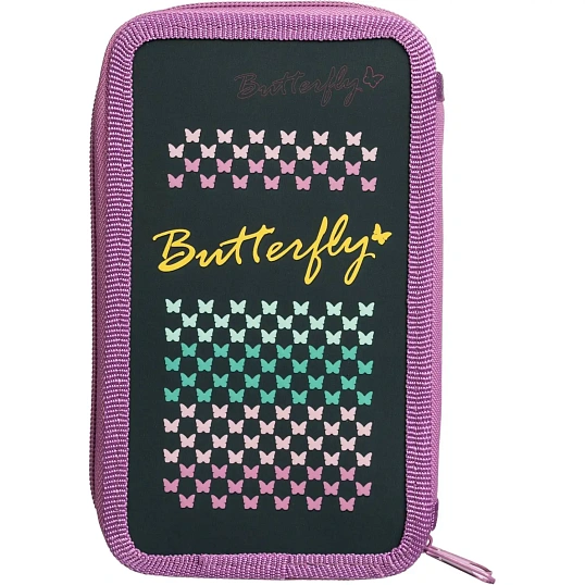 Пенал Butterfly 2 отд.,  выборочный лак, 190x110 мм, ПКК 11-19