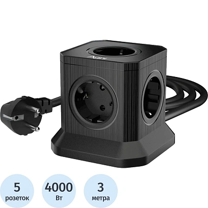 Сетевой фильтр AGNI  5р/3м,черный(TP-VE4U5E-3m-black)