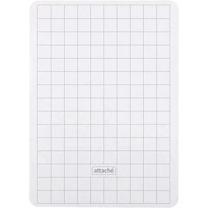 Доска двусторонняя маркерная Attache А4 белый/клетка+ маркер+салфетка