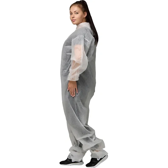 Комбинезон одноразовый Каспер, белый, 45 г/м2, р.L, кп