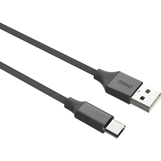 Кабель PERO DC02 USB-A to USB-C, 3А, 1.2m, Black