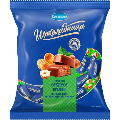 Конфеты пралине Шоколадница в молочной шоколадной глазури (20 шт) 200г