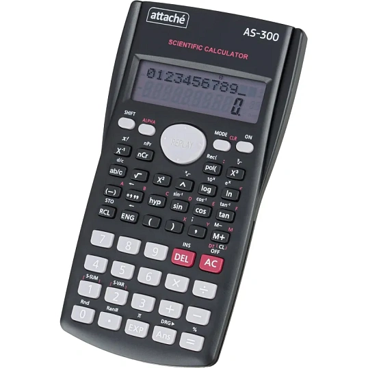 Калькулятор научный Attache AS-300,10р,2 стр,пит.от бат.,240 фун,темн.сер