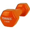 Гантель TORRES 2кг, металл в виниловой оболочке, оранжевый, PL522204