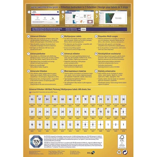 Этикетки самоклеящиеся 3477 универсал. 105х41мм,IJ+L+K+CL,1400шт/уп