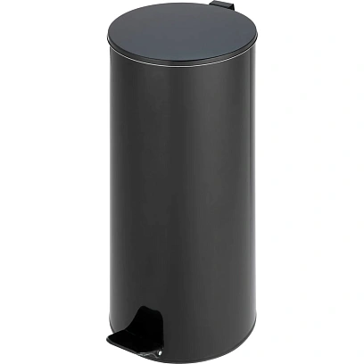 Ведро мусорное с педалью стальное, черное, 250х600мм, объем 30л