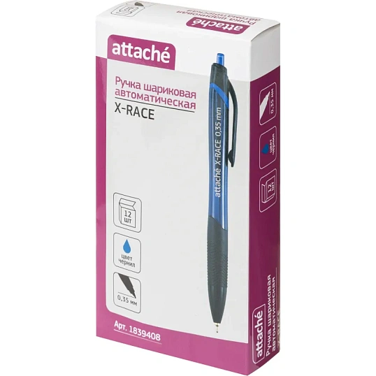 Ручка шариковая автомат. Attache X-Race лин 0,35мм масл, с манж,синяя