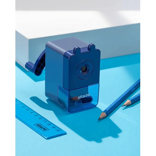 Точилка механическая Attache Economy с авто-фиксацией карандаша, 8мм, синяя