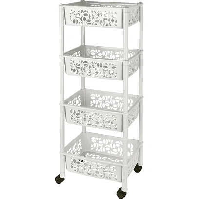 Этажерка PR_Keeplex Light на колесах 4-х секцион. белое облако