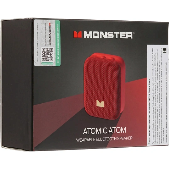 Колонка портативная Monster Atomic Atom, красная