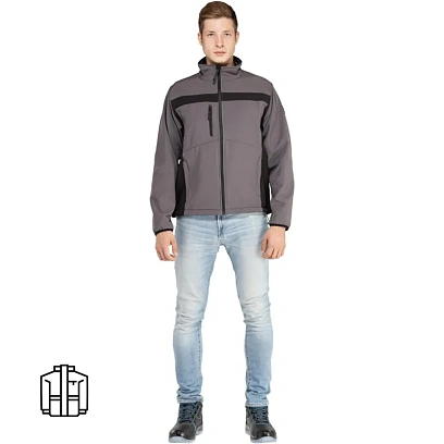 Куртка муж демисезонная софтшел LULEA cер/черн р.XXL(арт.LULE2GRXX)
