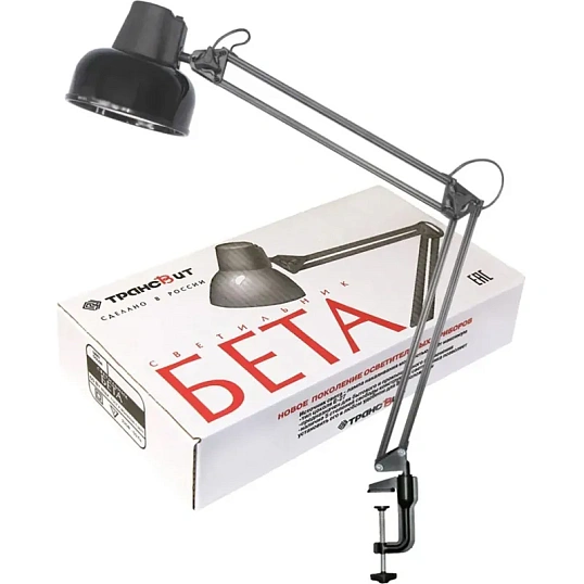 Светильник настольный Трансвит 'Бета' МС, Е27, 60Вт, на мет. струб. Черный