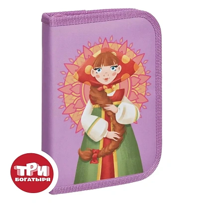 Пенал КОМУС Три богатыря  Любава, 1отд., ткань ,190x130 мм