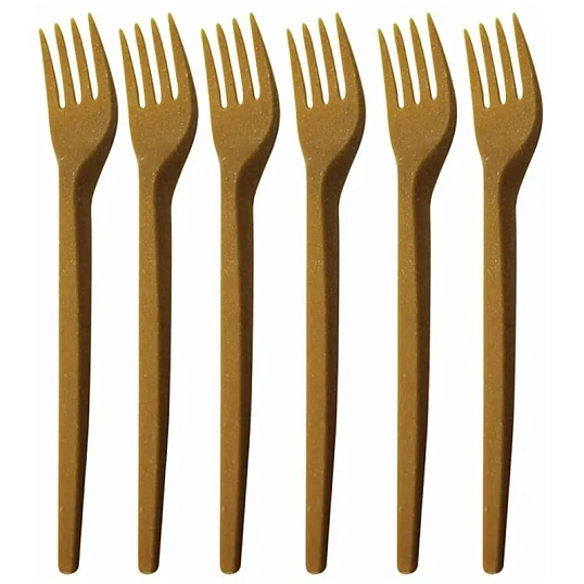 Вилка одноразовая 168мм,золот.-охристого до коричн,древесн. волокно,50шт/уп