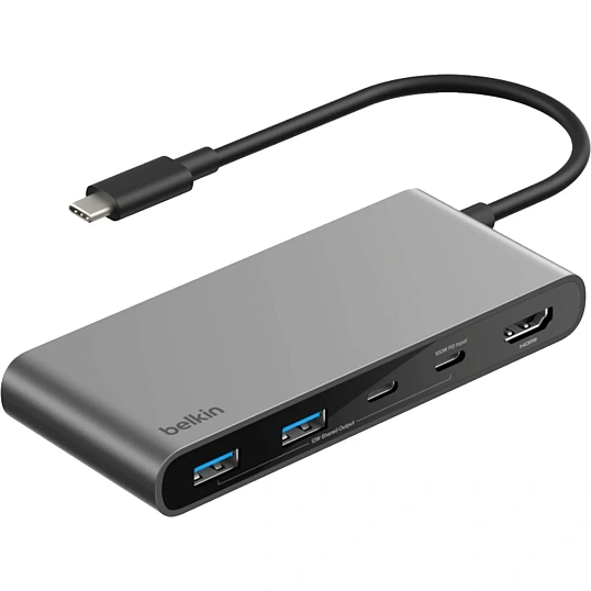 Разветвитель USB Belkin (AVC023hqSGY)хаб 7в1 4K@60Hz 100W сер.косм