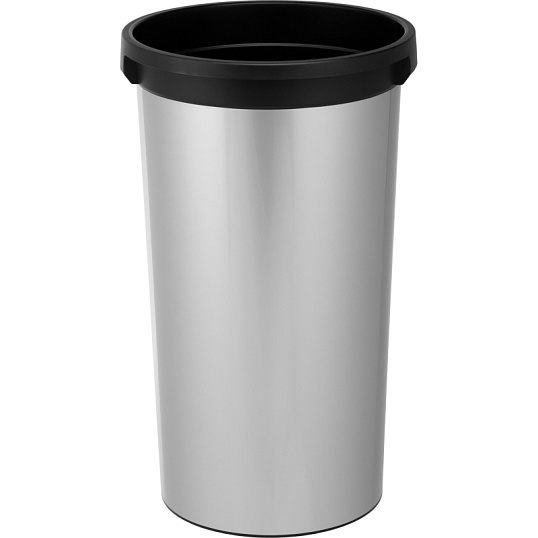 Контейнер для мусора Ирис пластик с металл покрытием круглый, метал-черный